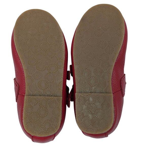 Lamour Pebbled Leather Mary Jane Shoes Girls Red Double Strap Flats Size 6 - Picture 7 of 13